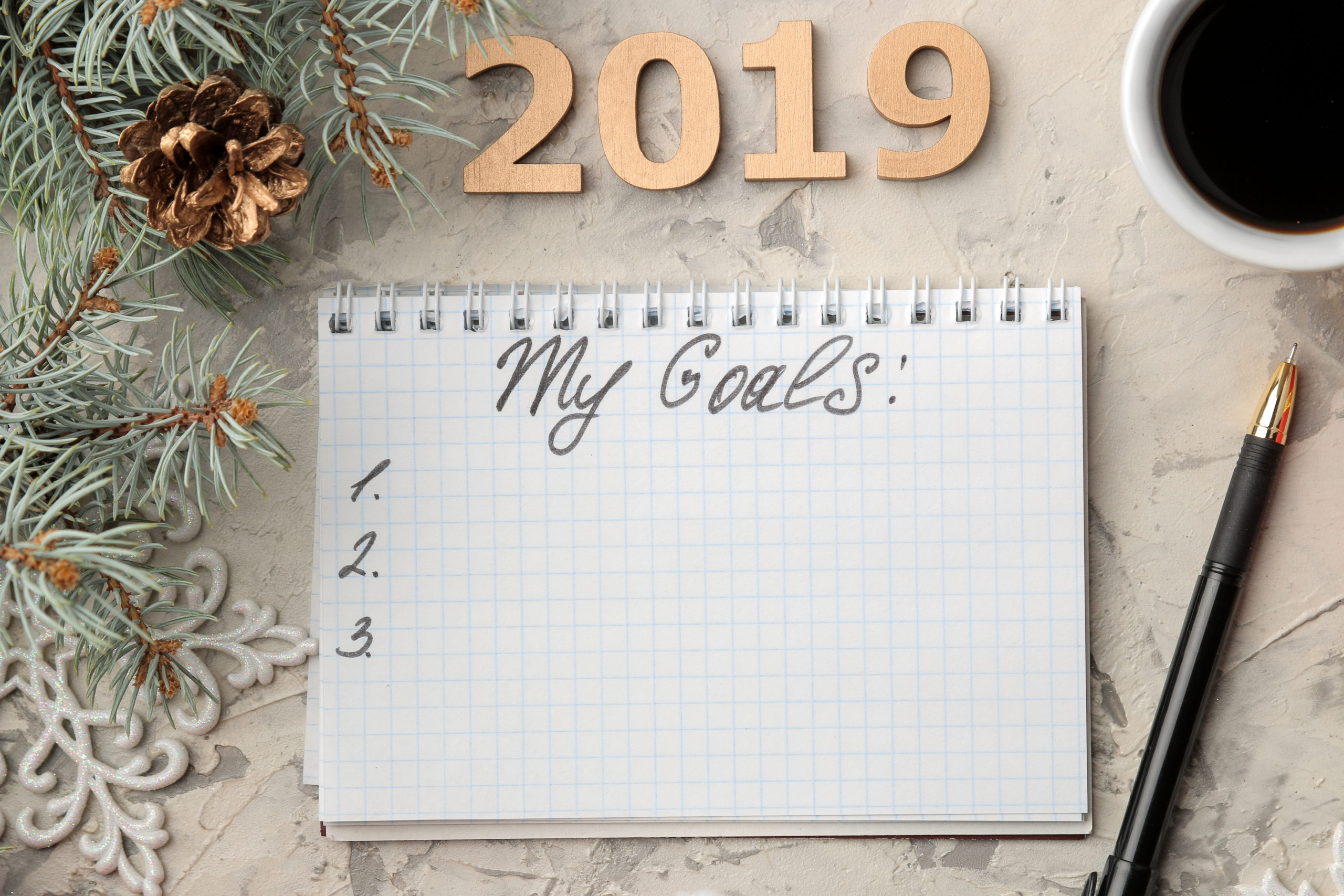libreta cuaderno con decoración navideña de navidad propositos-año-nuevo-2019