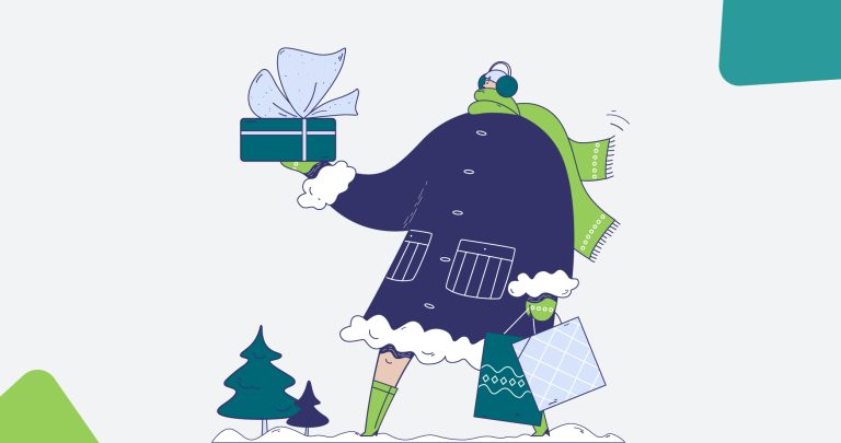 Ilustración de una persona llevando un regalo de navidad para hablar de regalar en Navidad.