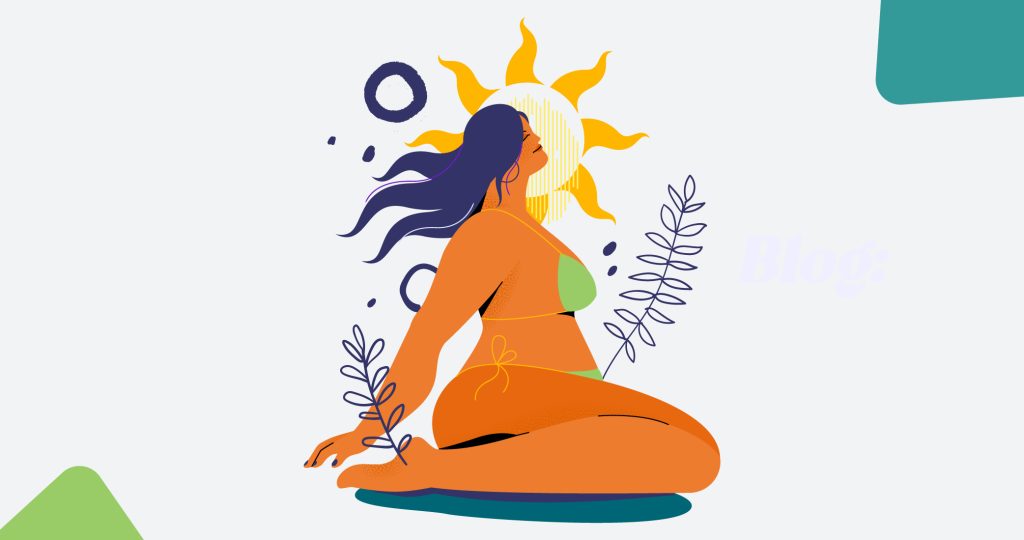 Ilustración de una mujer en bikini tomando el sol, para hablar de cómo desconectar en vacaciones gracias al mindfulness