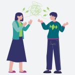 Ilustración de una pareja discutiendo, para hablar sobre las relaciones tóxicas.